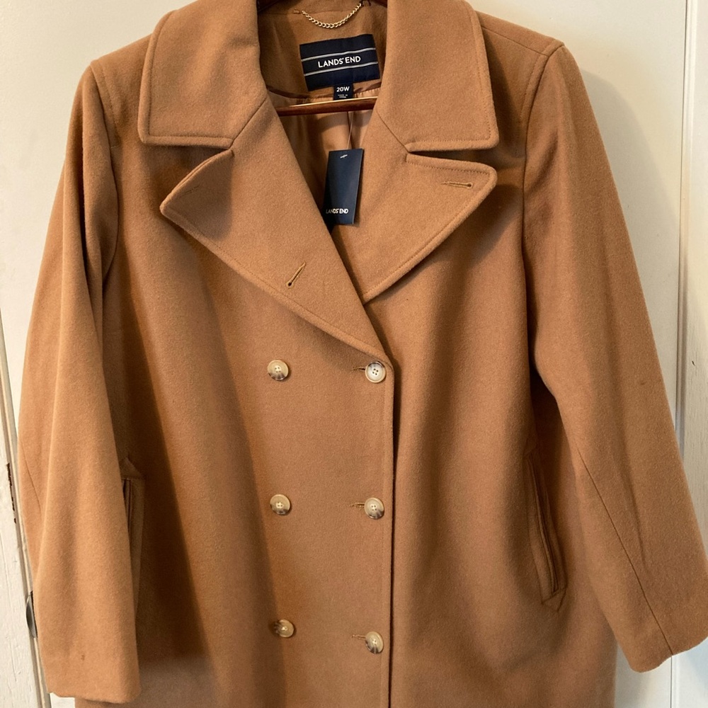 NWT Lands’ End Pea Coat - 20W - Camel
